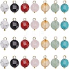 14Pcs 7 Styles Flat Round Faceted Natural & Synthetic Gemstone Pendants PALLOY-AR00010-1