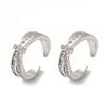 Rack Plating Brass Pave Clear Cubic Zirconia Cross Cuff Earrings for Women EJEW-P280-03P-1