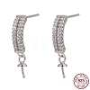 Anti-Tarnish Rhodium Plated 925 Sterling Silver Micro Pave Cubic Zirconia Stud Earring Findings STER-P035-41P-7