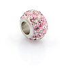 304 Stainless Steel Polymer Clay Rhinestone European Beads CPDL-J016-M-3