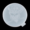 Flat Round with Owl & Flower DIY Cup Mat Silicone Molds SIL-F007-06D-5