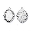 Tibetan Style Antique Silver Alloy Flat Oval Pendant Cabochon Settings X-TIBEP-M022-20AS-3