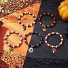 5Pcs Halloween Themed Glass Round Beads Stretch Bracelet Sets BJEW-JB12115-1