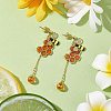 Honeycomb & Bees Alloy Enamel Dangle Earrings EJEW-TA00515-2