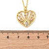 Brass Clear Cubic Zirconia Heart Pendant Necklaces for Women NJEW-S438-07E-G-5