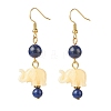 Natural Gemstone & Resin Elephant Dangle Earrings EJEW-JE04981-02-3