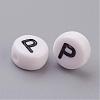Flat Round with Letter P Acrylic Beads X-PL37C9070-P-2