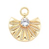 Brass Micro Pave Cubic Zirconia and Glass Pendants KK-L209-088G-1