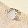 Brass Micro Pave Cubic Zirconia with Natural Quartz Crystal Cuff Open Rings RJEW-T035-01P-G-2