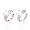 Brass Micro Pave Clear Cubic Zirconia Square Hoop Earrings EJEW-T048-44P-1