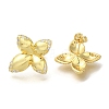 Rack Plating Flower Brass Micro Pave Clear Cubic Zirconia Stud Earrrings EJEW-L097-19G-1