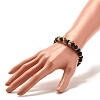 Round Synthetic Black Stone Beaded Stretch Bracelet with Crown for Women BJEW-JB07530-03-3