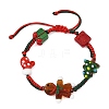 Adjustable Handmade Lampwork Christmas Tree Gift Box Gingerbread Man Braided Bead Bracelets for Women BJEW-TA00753-3