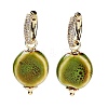 Flat Round Porcelain Dangle Earrings EJEW-G398-06-1