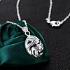 Silver Plated Brass Cubic Zirconia Oval Pendant Necklaces NJEW-BB02965-D-3