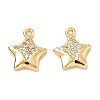Brass Micro Pave Cubic Zirconia Star Charms KK-A281-19G-1