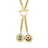 Ion Plating(IP) 304 Stainless Steel Sky Blue Enamel Letter & Eye Pendant Wheat Chain Necklaces STAS-Z102-01G-E-1