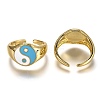 Brass Enamel Cuff Rings RJEW-C100-22G-C-1