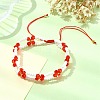 Woven Glass Flower Adjustable Braided Bead Bracelets for Women BJEW-MZ00100-05-2