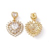 Brass Cubic Zirconia Slide Charms KK-B061-07G-1