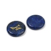 4Pcs 4 Styles Natural Lapis Lazuli Flat Round with Angels Symbol Display Decorations G-R007-01B-2