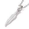 Non-Tarnish 304 Stainless Steel Feather Pendant Necklace for Women STAS-E154-15P-3