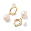 Natural Pearl Dangle Stud Earrings EJEW-P256-34G-2