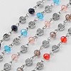 Handmade Rondelle Glass Beads Chains for Necklaces Bracelets Making AJEW-JB00078-1