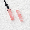 Cherry Quartz Glass Cuboid Pendant Black Cotton Cord Necklaces FS-WG3353C-11-1