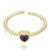Brass Micro Pave Cubic Zirconia Cuff Rings RJEW-T016-12G-NF-2