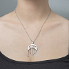 Non-Tarnish 201 Stainless Steel Hollow Double Horn with Heart Pendant Necklace NJEW-OY001-58-2