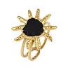 Heart Sun 304 Stainless Steel Enamel Finger Rings for Women RJEW-G355-08G-6