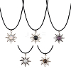 ANATTASOUL 5Pcs 5 Colors Alloy Sun with Resin Pendant Necklaces Set with Wax Cords NJEW-AN0001-74-1