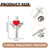 24Pcs 2 Colors Cross with Heart Alloy Enamel Lapel Pin Backs for Backpack Clothes JEWB-FG0001-59-2