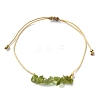 Natural Peridot Chips Braided Bead Bracelets BJEW-JB09851-08-1