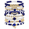 8Pcs 1Bag Rugby Polymer Clay Heishi & CCB Plastic Beaded Stretch Bracelets Set BJEW-PA0001-12B-1