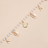 Natural Shell  and Iron Starfish Tassel Imitation Pearl Link Chain Waist Chains for Women AJEW-CP0011-35B-3