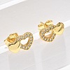 Valentine's Day Heart Brass Micro Pave Clear Cubic Zirconia Stud Earrings EJEW-D305-22G-03-5