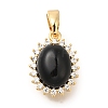 Brass Micro Pave Cubic Zirconia and Glass Pendants KK-K388-33G-1