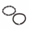 2Pcs 2 Style Natural Lava Rock & Coconut & Synthetic Hematite Beaded Stretch Bracelets Set BJEW-JB07829-4