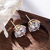 Brass Micro Pave Clear Cubic Zirconia Stud Earrings EJEW-K300-26G-1