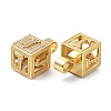 Alphabet Brass Micro Pave Clear Cubic Zirconia Pendants ZIRC-O045-01G-J-3