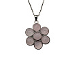 Natural Rose Quartz Flower Pendant Necklace FO7861-18-1