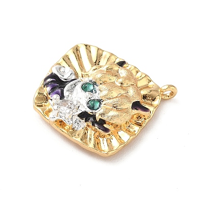Brass Micro Pave Cubic Zirconia Enamel Pendants KK-L250-08G-09-1