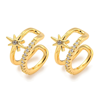 Brass Micro Pave Cubic Zirconia Cuff Earrings EJEW-C104-102G-1