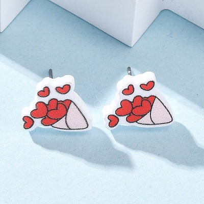 Wood Stud Earrings EJEW-M063-01D-1