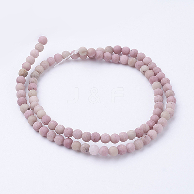 Frosted Natural Rhodonite Round Bead Strands G-G735-09F-4mm-1