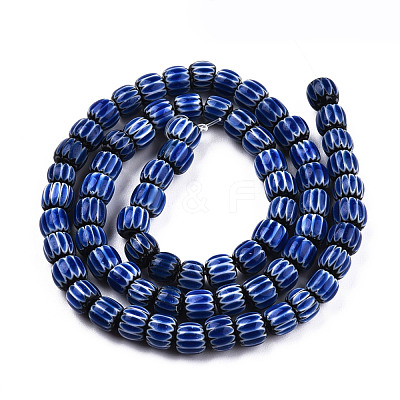 Handmade Lampwork Chevron Beads Strands LAMP-N023-003-1