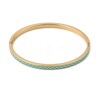304 Stainless Steel Enamel Hinged Cuff Bangles for Women SA-CBAC920-15G-01F-1