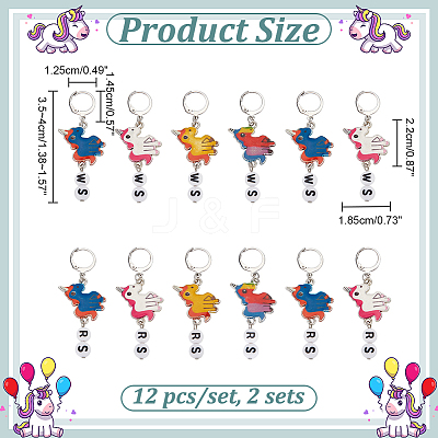Alloy Enamel & Acrylic Pendant Locking Stitch Markers HJEW-AB00110-1